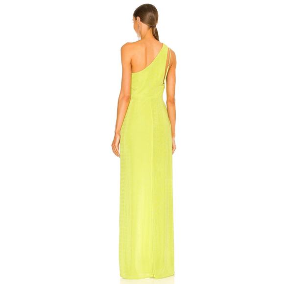 Katie May A Cut Above Gown One Shoulder Cut Out Side Slit Chartreuse Neon Gala S - Picture 3 of 12